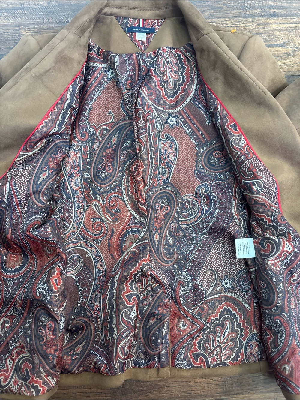 Tommy Hilfiger women's faux suede blazer Paisley Lining size 12 Like new - Picture 6 of 8